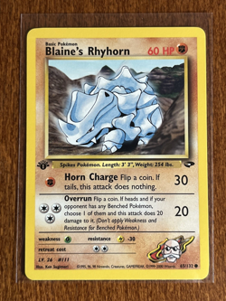 [NM] 2000 Pokemon Gym Challenge Brock's Rhyhorn 1st Edition #65/132 - Image 1