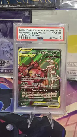 2019 Pokemon S&M Unbroken Bonds Pheromosa & Buzzwole-GX #1 PSA 10 - Image 1