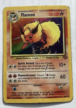*DAMAGED* Flareon 3/64 - Jungle Holo - Pokemon TCG - Image 1