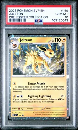 2025 Pokemon SVP Jolteon Black Star Promo PRE Poster Collection #169 PSA 10 - Image 1