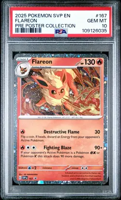2025 Pokemon Svp Black Star Promo #167 Flareon Pre Poster Collection PSA 10 - Image 1