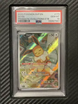2025 PSA 10 Eevee #173 Prismatic Evolutions ETB Black Star Promo Pokemon TCG S&V - Image 1