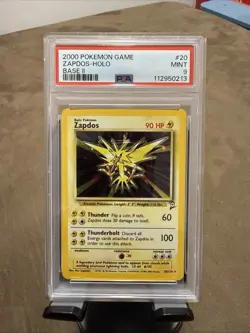 Pokemon TCG: #20 ZAPDOS HOLO - BASE SET 2 - PSA 9 - Image 1