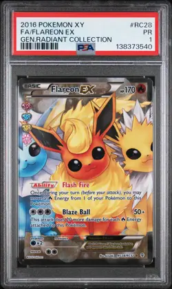 2016 POKEMON XY GENERATIONS RADIANT COLL #RC28 FULL ART/FLAREON EX PSA 1 - Image 1