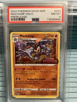 PSA 8. 2022 Pokemon SWSH BSP Machamp - Holo Prerelease #243 - Image 1