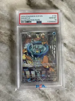 2024 Pokemon Stellar Crown Squirtle Illustration Rare #148/142 PSA 10 - Image 1