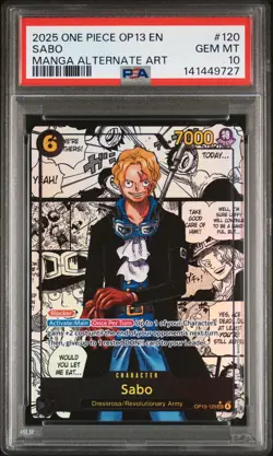 SABO 2025 One Piece Carrying On His Will #OP13-120 Manga Alternate Art PSA 10 - Image 1