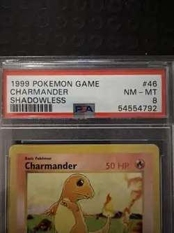 1999 POKEMON BASE SET SHADOWLESS #46 CHARMANDER PSA 8 Graded Slab Card - Image 2