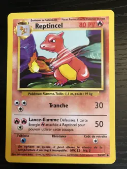 Vintage Pokemon Reptincel Charmeleon French 24/102 Base Set Card WTOC 1999 - Image 1