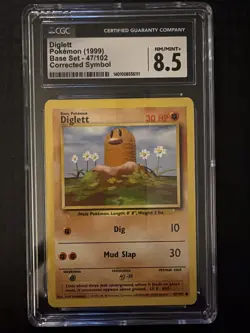 ⭐ CGC 8.5 ⭐ Diglett 047/102 Pokemon Base Set Regular Corrected Symbol Slab Card - Image 1