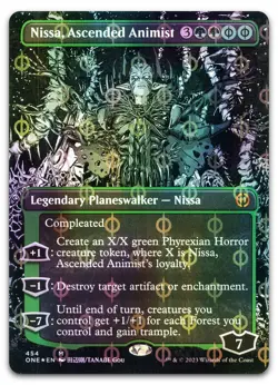 Nissa, Ascended Animist (Borderless) (Step-and-Compleat Foil) NM Phyrexia All Wi - Image 1