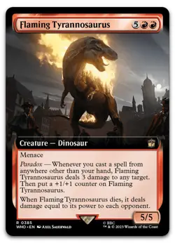 Flaming Tyrannosaurus (Extended Art) #385 (NM) Doctor Who WHO Magic MTG - Image 1