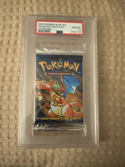 1999 Pokemon Base Set Booster Pack Charizard Sealed Pack PSA 10 Gem Mint Thick - Image 1