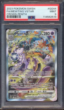 2023 POKEMON CROWN ZENITH MEWTWO VSTAR FULL ART #GG44 PSA 9! - Image 1
