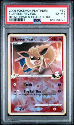 2009 POKEMON PLATINUM RISING RIVALS CRACKED ICE #60 FLAREON-REVERSE FOIL PSA 6 - Image 1