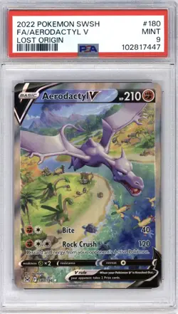 Pokemon TCG Aerodactyl V (Alternate Full Art) 180/196 Lost Origin Holo PSA 9 - Image 1