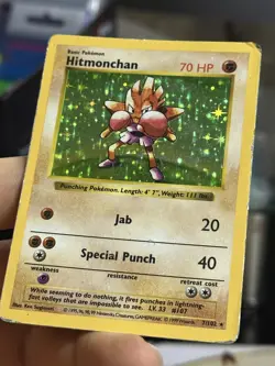 Hitmonchan 7/102 Base Set SHADOWLESS 1999 Holo Rare WOTC Pokemon Card TCG - Image 4