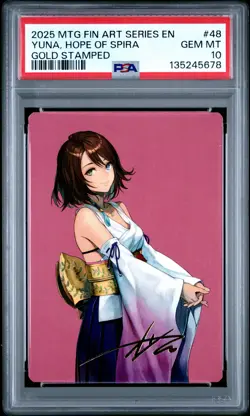 2025 Magic The Gathering Final Fantasy Art Series #48 Yuna, Hope Of Spira PSA10 - Image 1