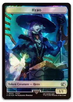 Hero (0030) // Wizard (0035) Double-Sided Token (Surge Foil) NM Final Fantasy - Image 1