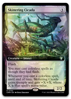Skittering Cicada (Extended Art) #750 (Foil) NM Commander Masters CMM Magic MTG - Image 1