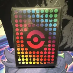 Pokemon Rainbow Energy Symbols Multicolor Black Card Sleeves for Pokemon TCG - Image 1