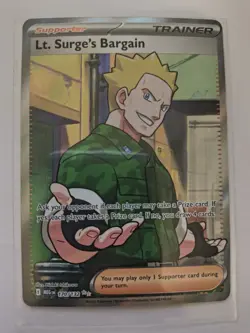 Pokemon TCG Mega Evolution Lt. Surge's Bargain Full Art Trainer 170/132 Card - Image 1