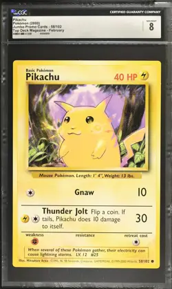 Pokemon Top Deck Magazine Comics Promo Pikachu JUMBO OVERSIZED CGC 8 *005 - Image 1