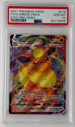 PSA 10 Pokemon Flareon VMAX Full Art Holo Evolving Skies 2021 018/203 - Image 1