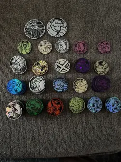 Pokemon TCG Coins Lot Of 106 All Different Years Large And Small - Image 1