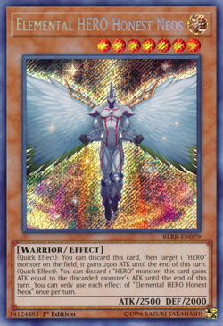 YUGIOH ELEMENTAL HERO HONEST NEOS SECRET RARE BLRR-EN079 NEAR MINT - Image 1