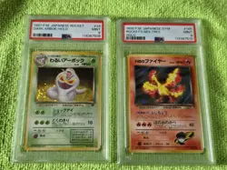2 Graded PSA 9 Japanese Vintage Pokemon Card Lot Rocket's Moltres & Dark Arbok - Image 1