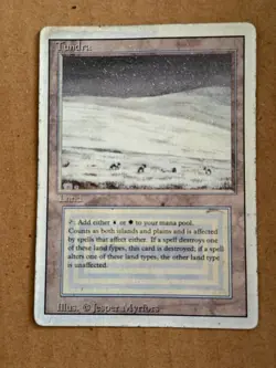 1 x Revised Tundra-water damaged 3rd edition mtg magic vintage dual land - Image 1