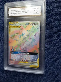 Hidden Fates Pokemon Moltres Zapdos Articuno GX 69/68 Secret Rare GMA 10 SEE Pic - Image 3