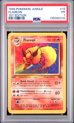 PSA 1 1ST EDITION 1999 Pokemon Jungle Flareon 19/64 NON Holo Foil Rare WOTC - Image 1