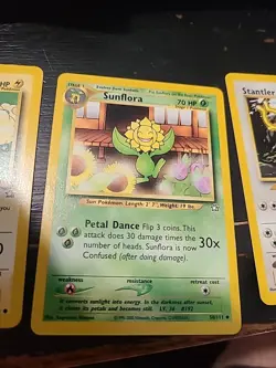 3 Pokemon Vintage Stantler Sunflora Mareep Cards Neo Genesis - Image 3