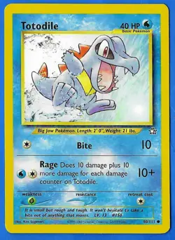 2000 Wizards Pokemon Neo Genesis Unlimited Totodile 80/111 Non-Holo Mint - Image 1