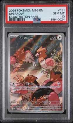2025 SPEAROW PSA 10 Illustration RARE Pokemon Mega Evolution 151/132 GEM MINT - Image 1