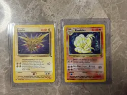 Vintage Pokemon Rare Lot – Holo Ninetales 13/130 + Zapdos Fossil WOTC 30/62 🔥 - Image 2