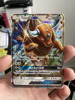 Tauros GX 100/149 Sun & Moon Ultra Rare Pokemon Card - NM - Image 1