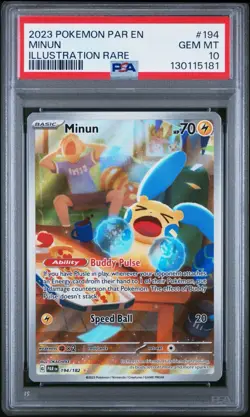 Pokemon TCG Minun Illustration Rare Paradox Rift 194/182 PSA 10 - Image 1
