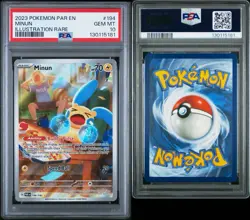 Pokemon TCG Minun Illustration Rare Paradox Rift 194/182 PSA 10 - Image 3