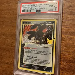 UMBREON GOLD STAR 2021 POKEMON CELEBRATIONS CLASSIC COLLECTION #17 PSA 10 - Image 3