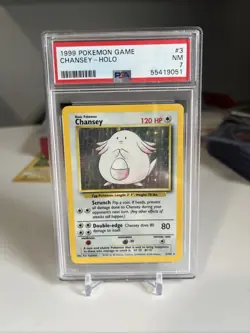 1999 POKEMON BASE SET UNLIMITED #3 CHANSEY-HOLO PSA 7 - Image 1