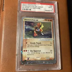 Pokemon Card Hitmonchan EX Ruby Sapphire 2003 #98 PSA Mint 9 Graded Ultra Rare - Image 1