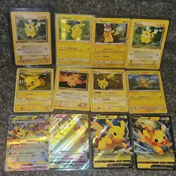 Pokemon TCG Pikachu & Lt. Surge's Pikachu 16 Card Lot Basic V VMAX EX Promo Holo - Image 1