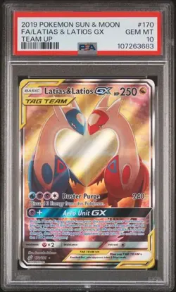 2019 Pokemon Team Up Latias & Latios GX #170 Full Alt Art PSA 10 Lovebirds - Image 1