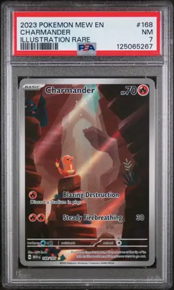 2023 POKEMON MEW EN-151 168 CHARMANDER ILLUSTRATION RARE PSA 7 - Image 1