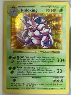 Pokemon Nidoking Base Set Shadowless Holo Rare 90 HP 11/102 Unlimited WOTC 1999 - Image 1