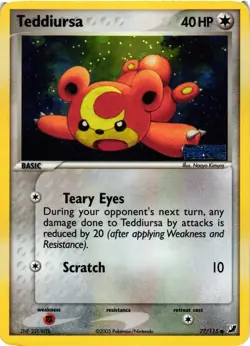 Pokemon TCG Teddiursa 77/115 Unseen Forces Reverse Holo MP/HP - Image 1