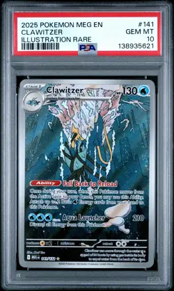 2025 POKEMON MEG EN-MEGA EVOLUTION 141 CLAWITZER ILLUSTRATION RARE PSA 10 - Image 1